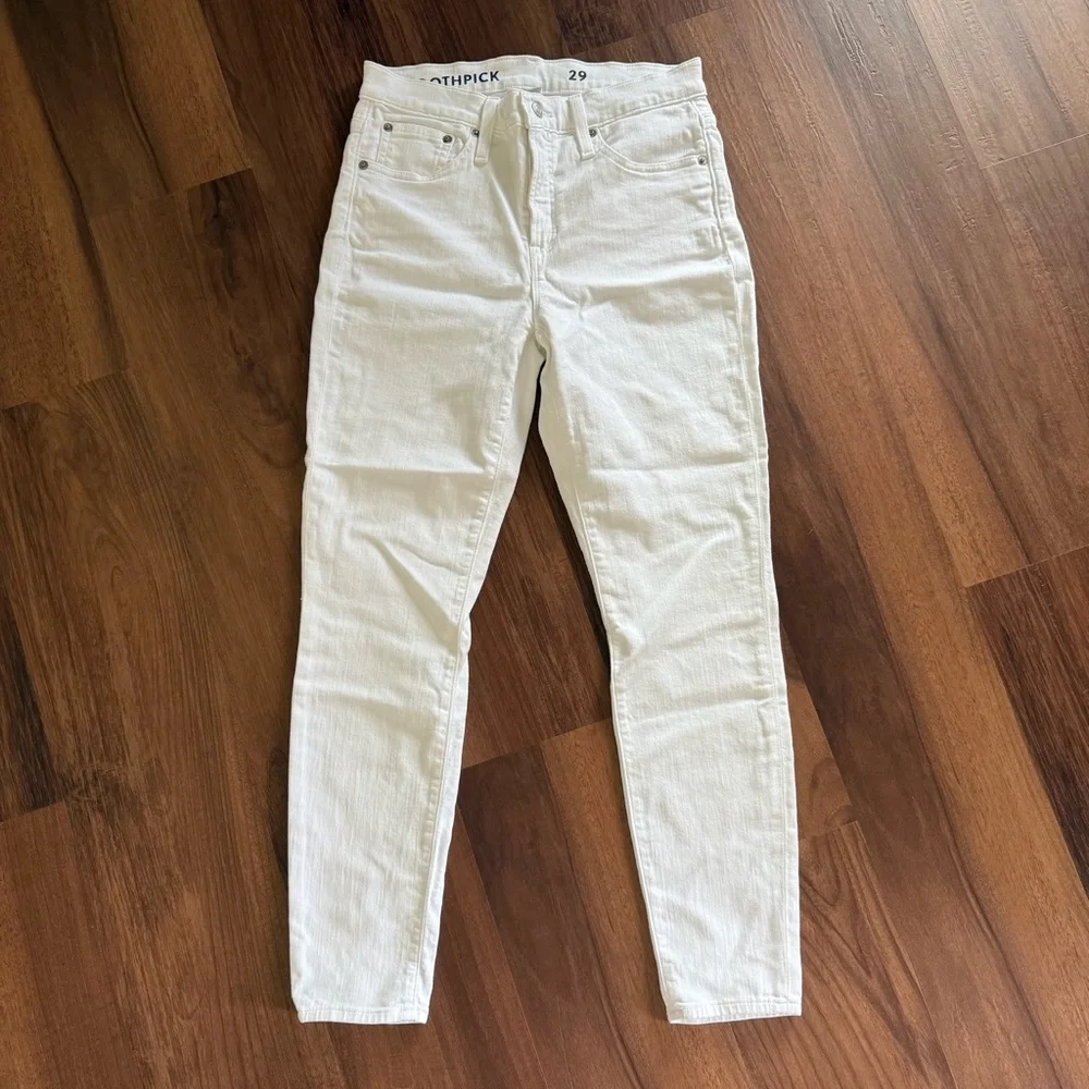 J. Crew 9” mid-rise toothpick jean in white Sz 29 stretch ankle length skinny